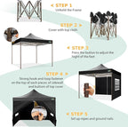 COBIZI 10x10 Pop Up Heavy Duty Canopy with 4 Sidewalls and Hexagonal Legs, Easy up Tent for Events, Parties, Camping, Outdoor Canopy with Portable Bag, Waterproof & UPF50+ (Black)