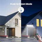 Olafus 120W Plug in Flood Lights Dusk to Dawn LED Outdoor Light with Remote, 5 Adjustable Heads IP65 Waterproof LED Security Light with Photocell for Yard Garden Porch White
