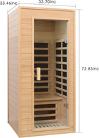 Infrared Sauna for Home Single Person Hemlock Far Infrared Roof Embedded Indoor Sauna for Home with Bluetooth & LED, Natural