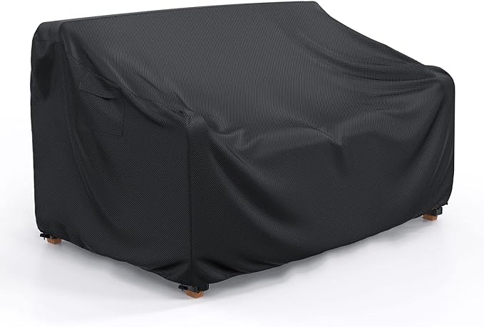 Patio Sofa Cover Waterproof - Heavy Duty 3-Seater Outdoor Couch Cover Patio Furniture Covers with Air Vent and Handles, 85" L×35" D×35" H, Black