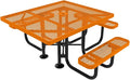 COATEDOUTDOORFURNITURE Heavy-Duty Portable ADA-Compliant Outdoor Picnic Table with Umbrella Hole, Expanded Metal Patio Dining Furniture Made in America (46" Square Top, Textured Orange)