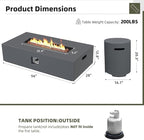 UPHA 56-inch Outdoor Propane Gas Fire Pit Table 50000 BTU Concrete Round FirePit for Outside Patio with Propane Tank Cover, Lava Rocks, Rain Cover, Grey