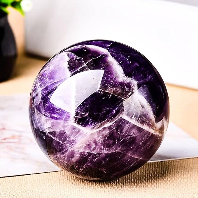Natural Amethyst Crystal Ball,Amethyst Sphere Healing Crystal Ball with Stand (500g)…