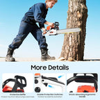 20 Inch Gas Chainsaw 52CC 2KW Petrol Chainsaws 2-Stroke Engine Chainsaw Chain Saw Set for Cutting Wood Outdoor Home Farm (Red)