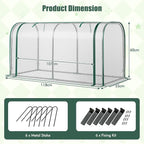 Happygrill Portable Mini Greenhouse, 47" x 22" x 24" Green House w/ Roll-up Zipper Door, Metal Frame, Waterproof Sun-Protective PE Cover, Small Greenhouses for Raised Garden Bed, Outdoor (White)