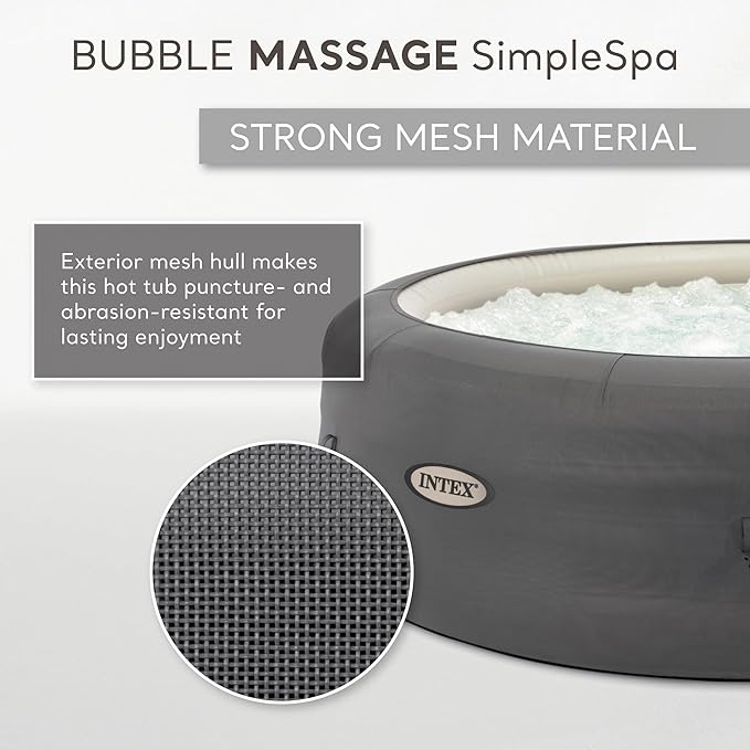 INTEX SimpleSpa Inflatable Hot Tub, 6 Person Jet Massage Spa with Built-in Pump and Cover - Portable Outdoor Tub with Bubble Jets for Home, Backyard, and Patio