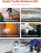 VEVOR Electric Pressure Washer, Max 4500 PSI and 3.2 GPM with Pressure Adjustment, High Power Pressure Cleaning Machine with 4 Quick Connect Nozzles, for Cars/Fences/Driveways/Patios/Home Cleaning