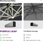PURPLE LEAF 10' X 13' Solar Powered LED Patio Large Umbrella Offset Double Top Hanging Umbrella Outdoor Market Umbrella for Garden, Slate Gray