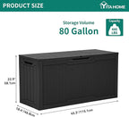 YITAHOME 80 Gallon Outdoor Storage Box, Large Water Resistant Resin Deck Box, Indoor Outdoor Lockable Rattan Storage Container for Patio, Garden, Cushions, Tools, Equipment (Black)