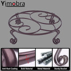Yimobra Original Patented Plant Stand for Flower Pot Heavy Duty Potted Holder Indoor Outdoor, Metal Rustproof Iron Garden Container Round Supports Rack for Planter Bronze, Brown 9.4 Inches