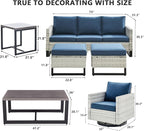 HUMMUH 7 Piece Patio Furniture Set Outdoor Sectional Sofa,High Back Patio Swivel Glider Chairs with Ottomans Coffee Table for Porch,Garden,Backyard…