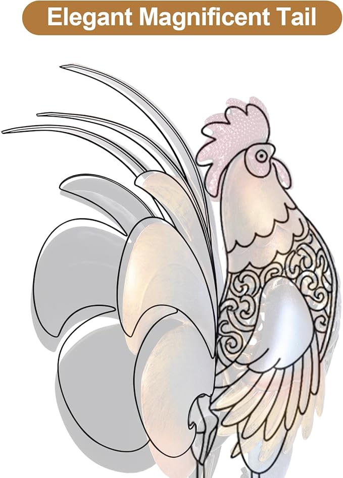Rooster Garden Statues,Vintage Chicken Statue for Outdoor Decor, Regal Mighty Metal Rooster,Perfect Handmade Gift for Housewarming, Frinds, Garden Lover