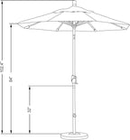 California Umbrella 7.5' Round Aluminum Market Umbrella, Crank Lift, Push Button Tilt, White Pole, Terrace Adobe Olefin