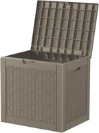 Vixzen 31 Gallon Resin Deck Box - Lockable Outdoor Storage for Patio Cushions, Garden Tools, Pool Supplies，Grey