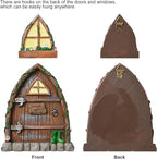 Resin Fairy Door and Window for Trees,Glow in The Dark,Miniature Fairy Garden Accessories,Garden Outdoor Decor for Trees,Gnomes House，Elf House