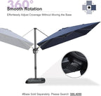 PURPLE LEAF Patio 9 Feet Cantilever Offset Umbrella with Base Outdoor Umbrella with 360-degree Rotation for Garden Deck Pool Patio Navy Blue