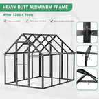 Polycarbonate Greenhouse Kit,8x6x6 FT Outsides Heavy Duty Green House with Transparent Panels Windows Door for Backyard Garden, Outside Walk in Plant Greenhouses,Black Thick Frame