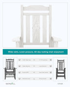 SERWALL White Outdoor Rocking Chair Set of 2, HDPE Outdoor Rocker