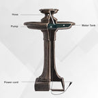 XBrand 28" Tiered Freestanding Classic Bird Bath Outdoor Water Fountain w/Auto Shut-Off Pump, Brown