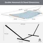 SUNCREAT Patio Hammock with Stand Included, Portable Double Hammock with Stand, Green Pattern