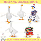Aliceset 6 pcs Porch Goose Wings with Wigs Eyelash Cute Goosey Braid Wigs PoseAble Wings Reusable 3D Salon Eyelashes with Color for 23/17'' Outdoor Patio Yard Lawn Art Decoration (Elegant)