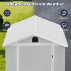Greesum 4x8FT Plastic Outdoor Storage Shed with Floor, Resin Storaged Sheds with Lockable Door, Window & Vent, All-Weather Tool Sheds for Garden, Backyard, Patio, Light Gray (One-Piece Panel)