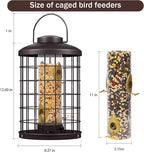 Caged Bird Feeders Metal - 3 Lbs - Squirrel-Proof Wild Bird Feeders, Clear Tube Feeders Hanging Outside Starling Proof, Detachable Cleaning, 4 Feed Ports(Copper)