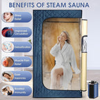 Portable Steam Sauna Tent for Home – Dual Mode Standing/Sitting Sauna Box with 9-Level Temperature Control (95-140°F), 3L Steamer & Wireless Remote, Large Size 72 Auto Shut-Off