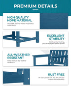 Ciokea HDPE Outdoor Dining Table with Umbrella Hole,66" Rectangle Patio Table for 6,All-Weather Outdoor Patio Furniture Set for Garden Backyard,Navy Blue