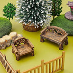 Brown Fairy Garden Furniture Ornaments Miniature Resin Chair Bench Doll House Decor Home Garden Miniatures Resin Micro Landscape Decoration Bench Furniture