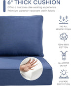 Luxury 22x24/22x25 6-Inch Outdoor Cushions - Water Resistant 1 Set Deat Seat Patio Furniture Cushion for Wicker Dining Rocking Swivel Chairs Loveseat Couch Sectional Sofa - Navy Blue