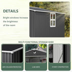 8x6 FT Outdoor Storage Shed, Metal Shed with 1 Window & Lockable Door, Heavy Duty Tool Sheds, Outside Waterproof Storage Building