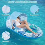 Pool Floats for Adults with Canopy,Grand Extra Large Inflatable Chair Lounger Floaties with Adjustable Sun Shade Cover, Drink Holder,Travel Pool Beach Lake Swim Inflatables Water Floating Rafts