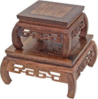 GOLDY&WENDY Chinese Style Wooden Base Rosewood Carved Flower Bonsai Display Stand Art Antique Furniture Decoration