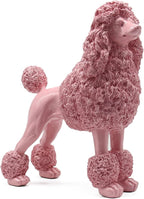 Lukitas Standing Pink Poodle Sculpture Decor, Decorative Dog Statue, Animal Ornament for Garden Home, Resin 10''