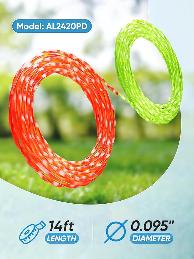 Eventronic 8 Pack AL2420PD Replacement Twisted Trimmer Line Compatible with All EGO 15-Inch String Trimmers Weed Eater, Dual Color Pre-Cut 0.095" 112Ft Weed Wacker String line for EGO Trimmers String