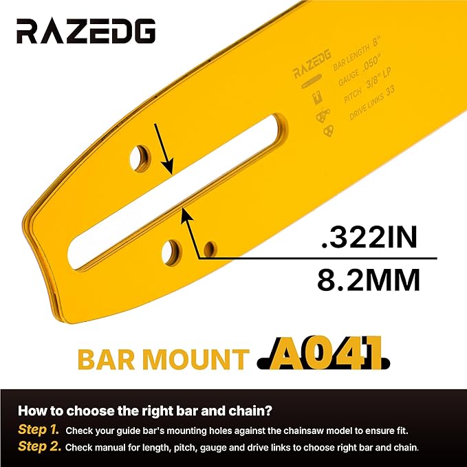 14 Inch Chainsaw Bar and Chain Combo, 3/8" LP Pitch, 050" Gauge, 52 Drive Links, Fits Echo CS-310, Husqvarna 120, Ryobi RY3714 and More (1 Bar + 3 Chains)
