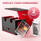 Card Deck Box for MTG, Double Card Storage Box with 2 Commander Display & 1 Dice Tray, Fits 200+ Double Sleeved Cards, Card Organizer for CCG TCG Sports Cards (Black Red)