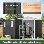 10FT x 8FT Outdoor Storage, Metal Anti-Corrosion Utility Tool House with Lockable Door & Shutter Vents，Outdoor Waterproof Garden Tool Storage Sheds