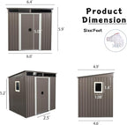 6X5 FT Outdoor Storage Shed, Waterproof Metal Garden Sheds with Lockable Door, Steel Tool Storage Buildings Shed & Outdoor Storage House for Garden, Backyard, Patio, Lawn, Trash Cans(Gray)
