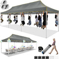 HOTEEL 10x30 Pop up Canopy Tent for Parties, Heavy Duty Easy Setup Tent Without Sidewalls, Outdoor Commercial Instant Gazebo for Wedding Event, with Portable Bag, Grey(Hexagonal Frame)