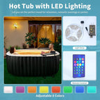 Inflatable Hot Tub with LED Lights, 2 Person Oval Portable Blow up Hot Tub Spa with Side Table, Leak-Proof PVC Outdoor Spa with 100 Air Jets, Heater Pump and Insulated Cover, 75” L X 47”W X 25”H