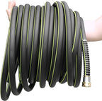 Rubber Garden Water Hose 100ft, 5/8" Leak Proof Garden Hose with Brass Connector, Flexible Hose Pipe for Lawn, Watering Cleaning & Washing