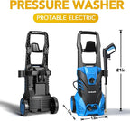 EVEAGE Electric Powerful Pressure Washer - 3500PSI Max 2.5GPM Power Washer with 20FT Hose 4 Quick Connect Nozzles, Soap Tank Clean Cars, IPX5 Car Wash Machine/Car/Driveway/Patio Clean