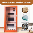 Sauna, Far Infrared Saunas for Home 1 Person Wooden Sauna 1065W/120V Low Emf Dry Sauna Indoor Sauna Room with Tempered Glass Door/Speakers/Air Hole and Colored Lighting - 31.5 * 31.5 * 63 in