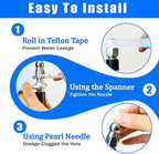 Sewer Jetter Kit for Pressure Washer 50FT, 5800PSI Water Jet Drain Cleaner Hose with 4 Sewer Jetting Nozzles, 1/4 Inch NPT Corner, Waterproof Tape and Handle Strap