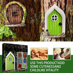 Enchanted Fairy Door for Tree Trunks - Weather-Resistant Miniature Garden Decor, 6-Piece Whimsical Outdoor Accessory Kit for Kids & Fantasy Enthusiasts (Fairy Tale Style-1)