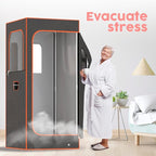 Adamson Full Size Portable Steam Sauna - Indoor Sauna Tent for Home Spa Relaxation + Boost Health and Recovery + 2.6L 1000W Steamer + Chair + Remote + Foot Massager - New - Nylon Orange