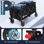 Sekey Collapsible Foldable Wagon with 330lbs Weight Capacity, Heavy Duty Folding Wagon Cart with Big All-Terrain Wheels & Drink Holders. Black