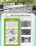 12 Piece HDPE Outdoor Dining Set for 10, Patio HDPE Furniture Set with 2 Table and Umbrella Hole, Outdoor Table and Chairs for Garden, Poolside, Backyard, Deck